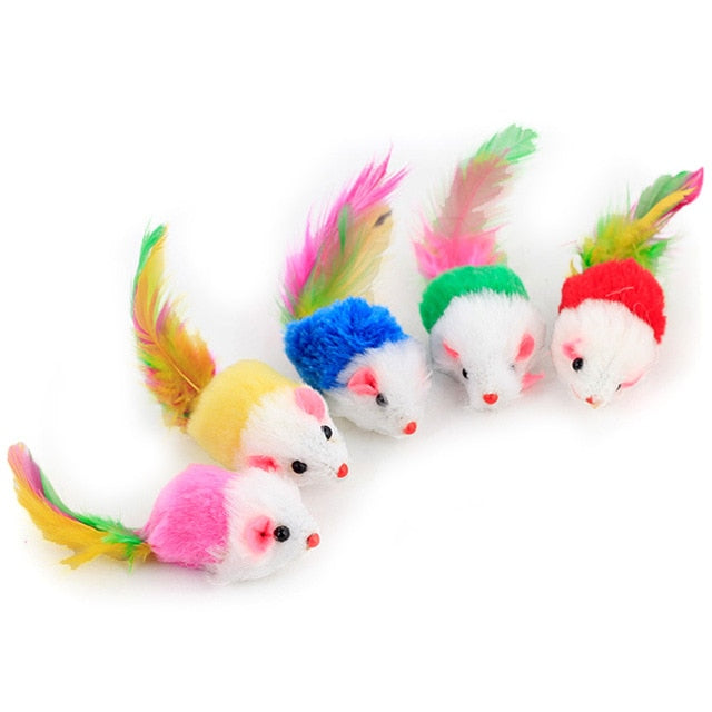 Interactive Toy Stick Feather Wand With Small Bell Mouse Cage