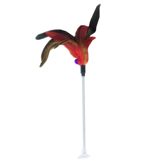 Interactive Toy Stick Feather Wand With Small Bell Mouse Cage