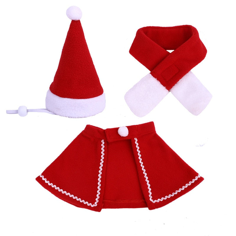 Pet Cape Red Santa Hat and Scarf