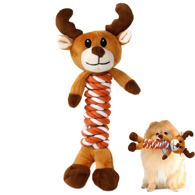 Chew Squeaker Pet Toys Plush Bear With Rope
