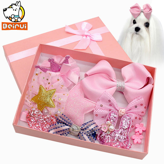 9 Pieces Dog Pink Hair Clips