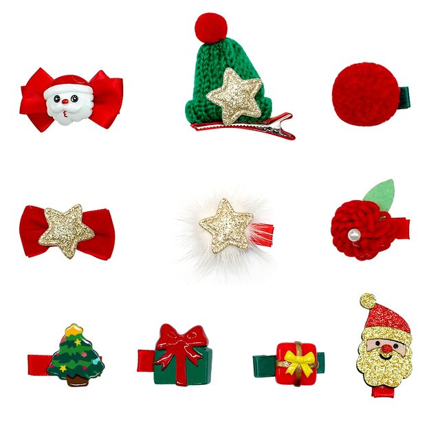 10pcs Christmas Dog Handmade Hair Clips