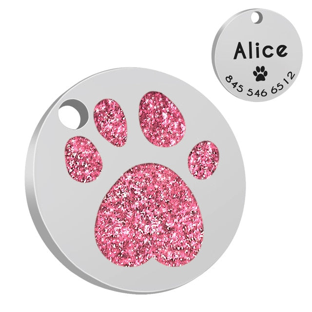 Glitter Personalized Dog ID Tag Customized
