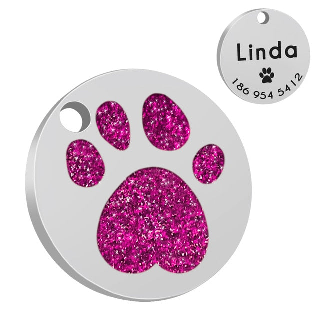 Glitter Personalized Dog ID Tag Customized