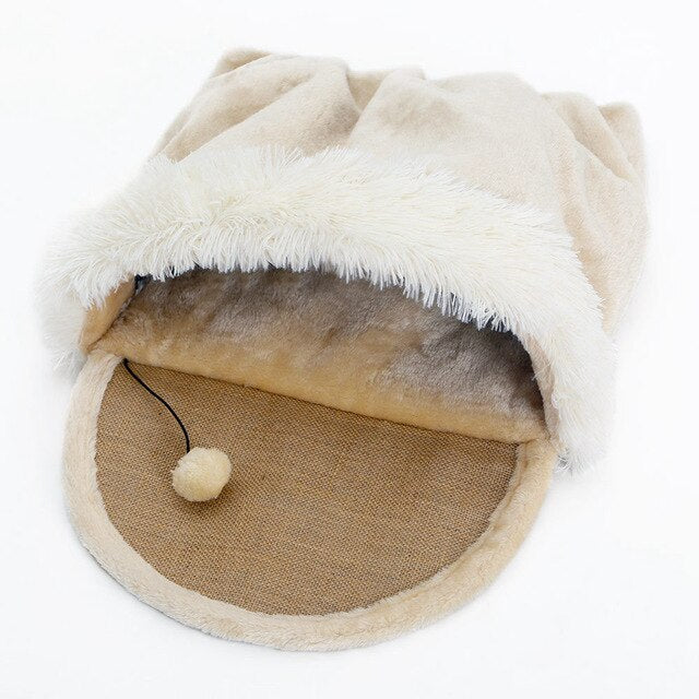 Multi function Dual-Use Breathable Soft Plush Cat Scratching Bed