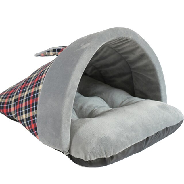 Pet Bed Creative Slipper Design Grids Soft Plush Pet Nest Bed